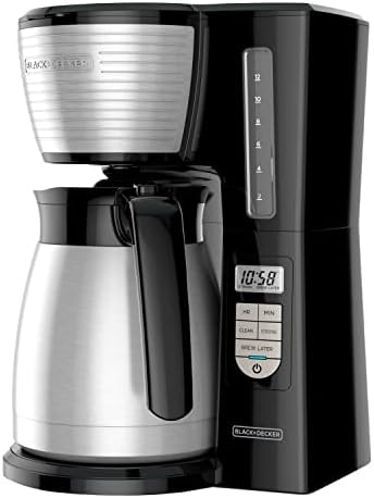 BLACK+DECKER 12-Cup Thermal Programmable Coffee maker, Brew Strength Selector, Auto-clean, Black and Silver - Image 2