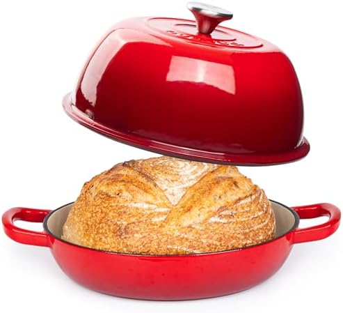 Enamelled Cast Iron Dutch Oven Pot – Dutch Oven For Sourdough Bread Baking – Cast Iron Bread Pot – Red, 6 Quarts, 26cm – by Nuovva - Image 2