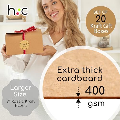 Large Brown Kraft Cookie Boxes with Ribbons & Sticker (20 Pack) 9” x 5.5” Decorative Craft Gift Boxes for Baked Goods, Candy, Bread Loaf, Small Treats, Christmas, Food Packaging, Empty, Bulk, Foldable - Image 2