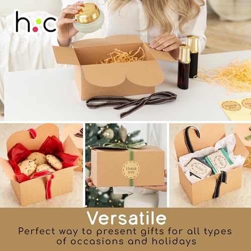 Large Brown Kraft Cookie Boxes with Ribbons & Sticker (20 Pack) 9” x 5.5” Decorative Craft Gift Boxes for Baked Goods, Candy, Bread Loaf, Small Treats, Christmas, Food Packaging, Empty, Bulk, Foldable - Image 5