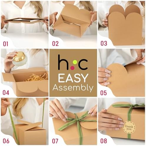 Large Brown Kraft Cookie Boxes with Ribbons & Sticker (20 Pack) 9” x 5.5” Decorative Craft Gift Boxes for Baked Goods, Candy, Bread Loaf, Small Treats, Christmas, Food Packaging, Empty, Bulk, Foldable - Image 6