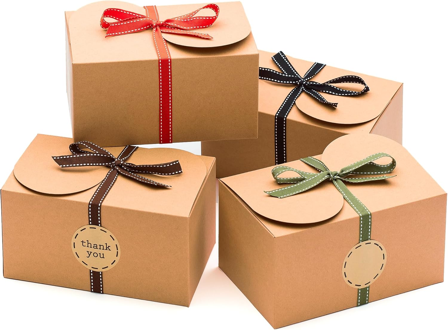 Large Brown Kraft Cookie Boxes with Ribbons & Sticker (20 Pack) 9” x 5.5” Decorative Craft Gift Boxes for Baked Goods, Candy, Bread Loaf, Small Treats, Christmas, Food Packaging, Empty, Bulk, Foldable - Image 9