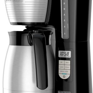 BLACK+DECKER 12-Cup Thermal Programmable Coffee maker, Brew Strength Selector, Auto-clean, Black and Silver